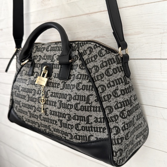 Juicy Couture Black & Gray Eastside Westside Satchel Bag Vegan Leather - Picture 3 of 11